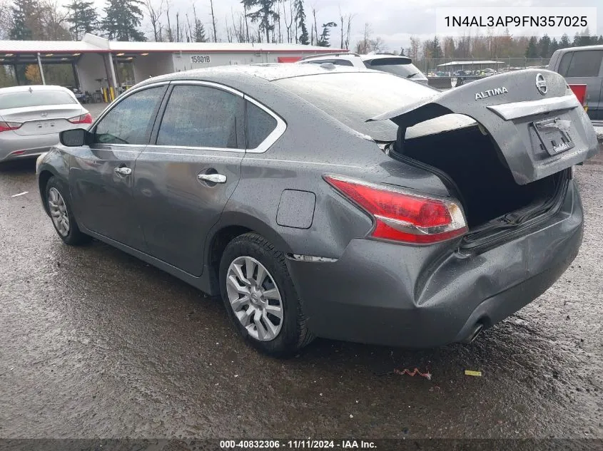 2015 Nissan Altima 2.5 S VIN: 1N4AL3AP9FN357025 Lot: 40832306