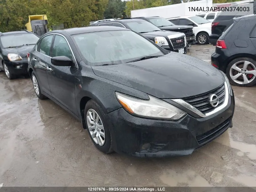 2016 Nissan Altima 2.5/S/Sv/Sl/Sr VIN: 1N4AL3AP5GN374003 Lot: 12107676