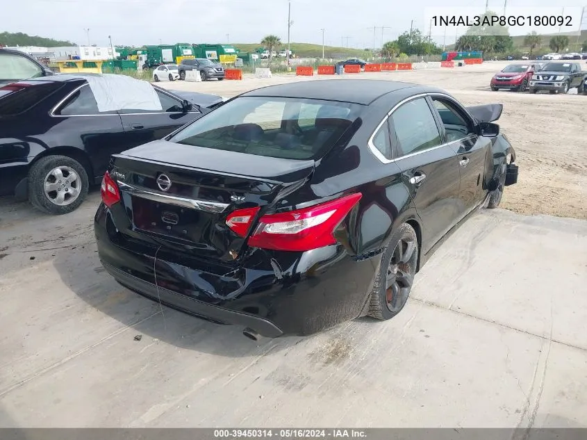 2016 Nissan Altima 2.5 Sr VIN: 1N4AL3AP8GC180092 Lot: 39450314