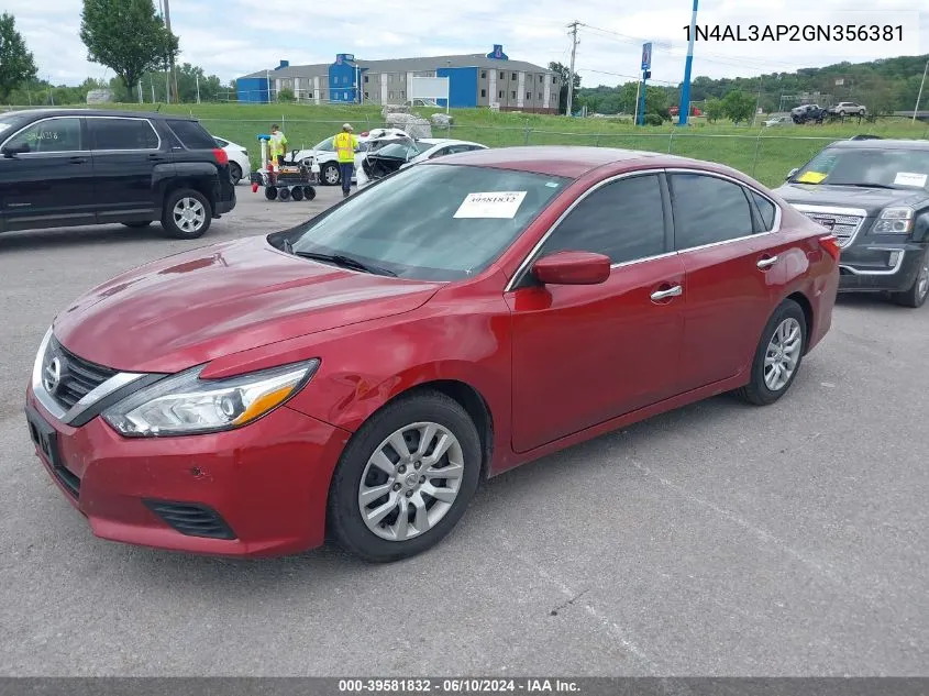 2016 Nissan Altima 2.5 S VIN: 1N4AL3AP2GN356381 Lot: 39581832