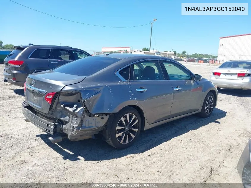 2016 Nissan Altima 2.5 Sl VIN: 1N4AL3AP3GC152040 Lot: 39604240