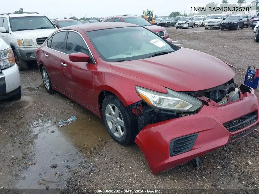 2016 Nissan Altima 2.5/2.5 S/2.5 Sl/2.5 Sr/2.5 Sv VIN: 1N4AL3AP4GN325701 Lot: 39698202