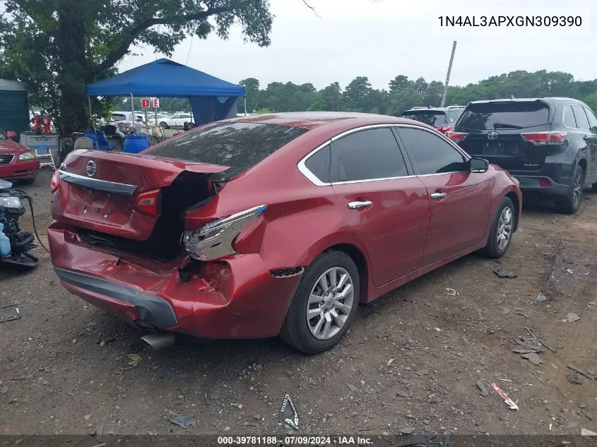 2016 Nissan Altima 2.5/2.5 S/2.5 Sl/2.5 Sr/2.5 Sv VIN: 1N4AL3APXGN309390 Lot: 39781188