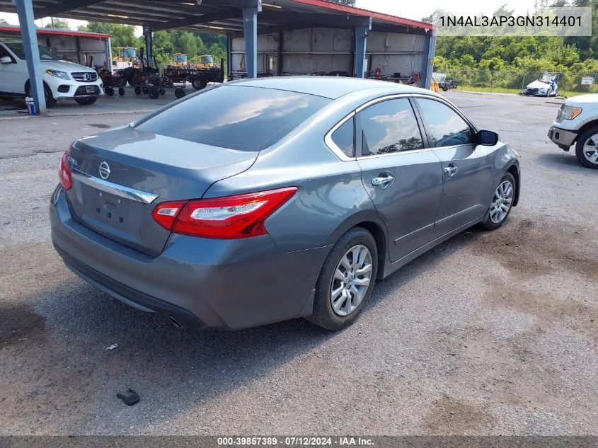 2016 Nissan Altima 2.5 S VIN: 1N4AL3AP3GN314401 Lot: 39857389