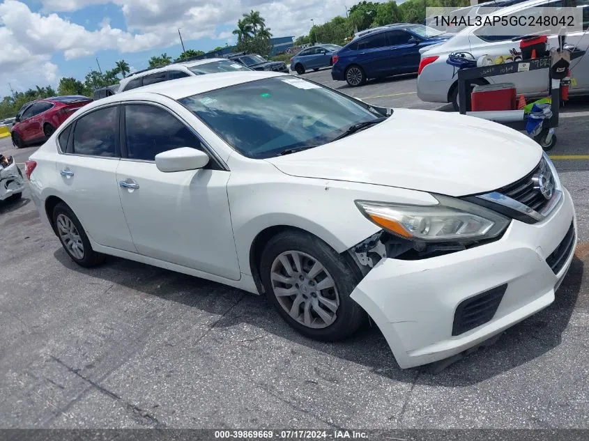 2016 Nissan Altima 2.5/2.5 S/2.5 Sl/2.5 Sr/2.5 Sv VIN: 1N4AL3AP5GC248042 Lot: 39869669