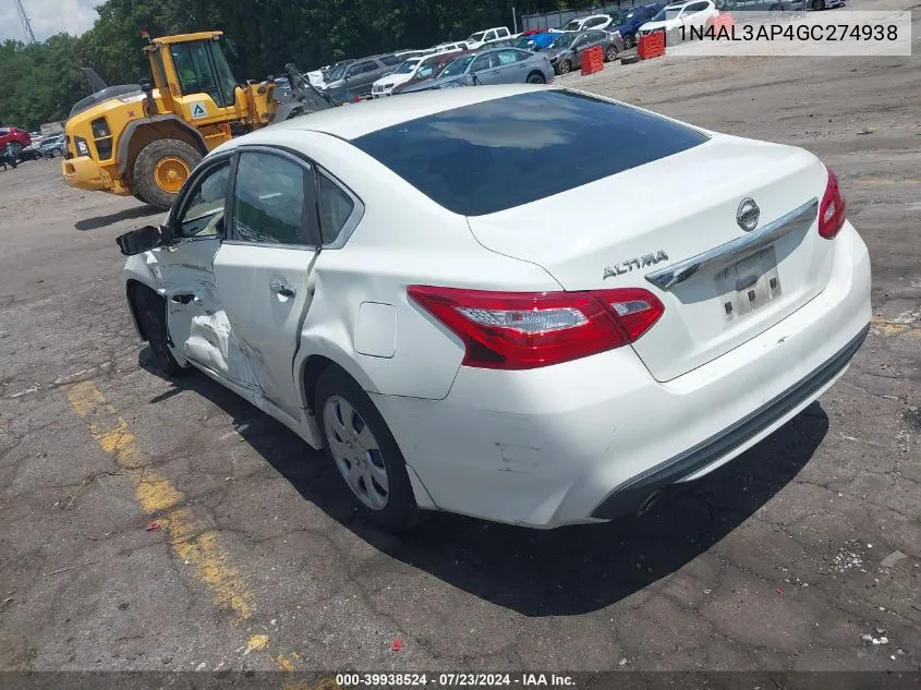 2016 Nissan Altima 2.5 S VIN: 1N4AL3AP4GC274938 Lot: 39938524