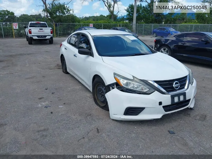 2016 Nissan Altima 2.5/2.5 S/2.5 Sl/2.5 Sr/2.5 Sv VIN: 1N4AL3APXGC250045 Lot: 39947593