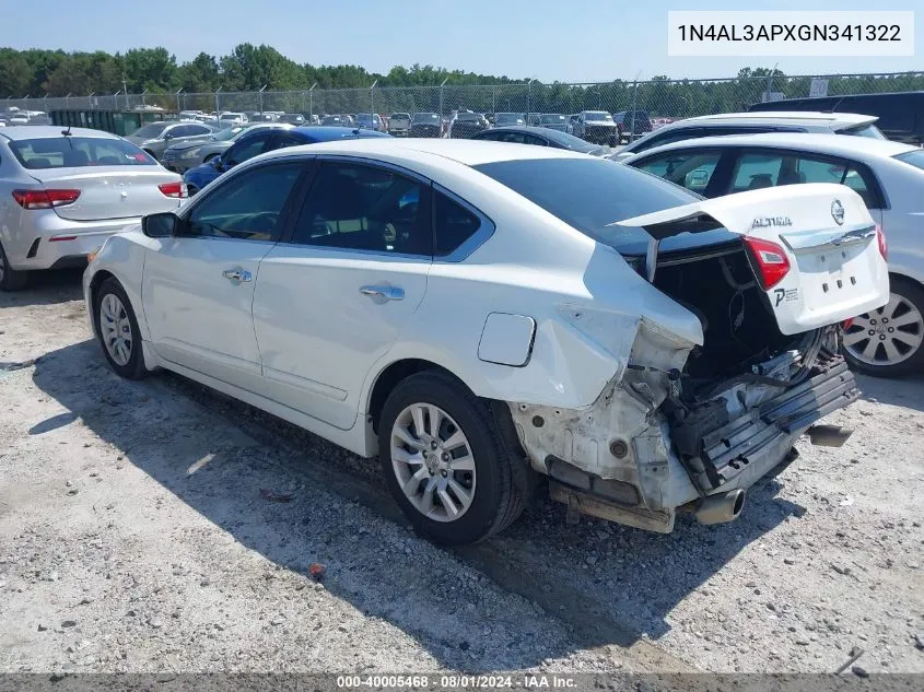 2016 Nissan Altima 2.5 S VIN: 1N4AL3APXGN341322 Lot: 40005468