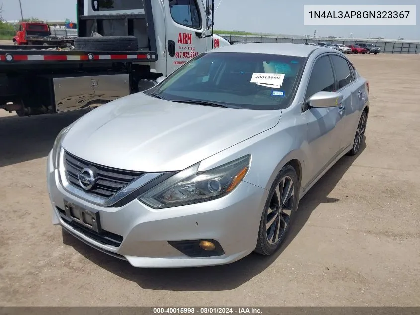 2016 Nissan Altima 2.5 Sr VIN: 1N4AL3AP8GN323367 Lot: 40015998