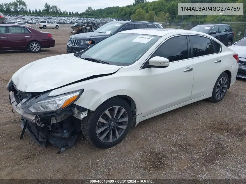 2016 Nissan Altima 2.5 Sv VIN: 1N4AL3AP4GC274759 Lot: 40018499