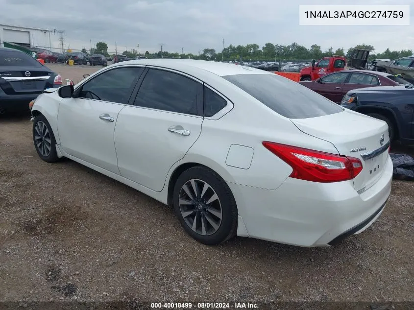 1N4AL3AP4GC274759 2016 Nissan Altima 2.5 Sv