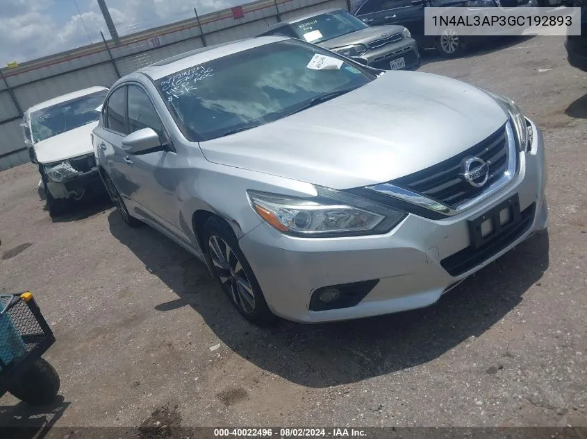 2016 Nissan Altima 2.5 Sv VIN: 1N4AL3AP3GC192893 Lot: 40022496