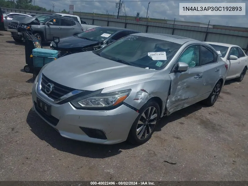 2016 Nissan Altima 2.5 Sv VIN: 1N4AL3AP3GC192893 Lot: 40022496