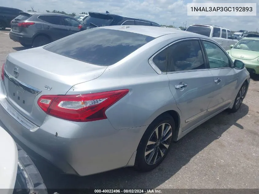 1N4AL3AP3GC192893 2016 Nissan Altima 2.5 Sv