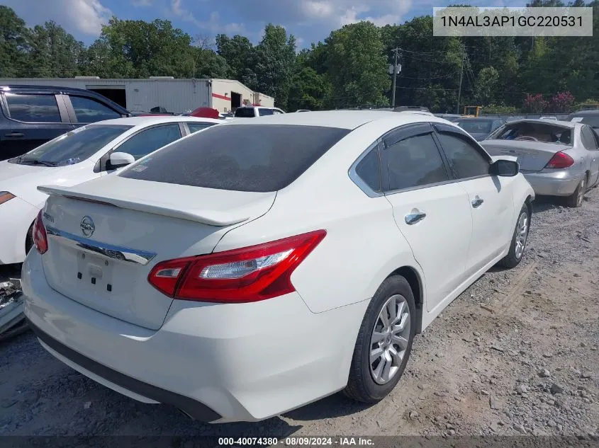 2016 Nissan Altima 2.5/2.5 S/2.5 Sl/2.5 Sr/2.5 Sv VIN: 1N4AL3AP1GC220531 Lot: 40074380