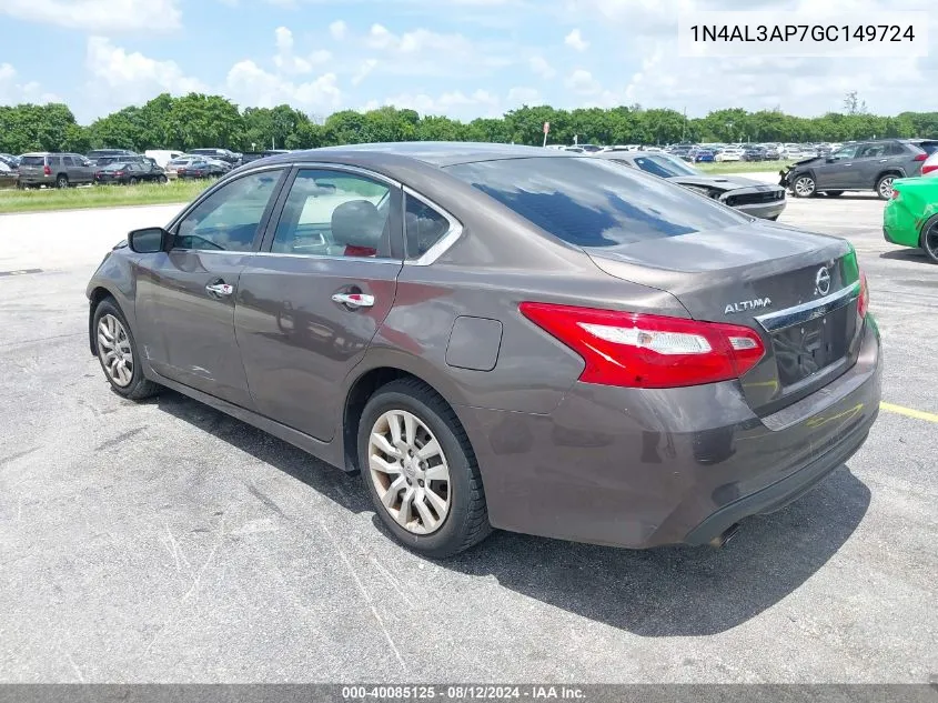 2016 Nissan Altima 2.5/2.5 S/2.5 Sl/2.5 Sr/2.5 Sv VIN: 1N4AL3AP7GC149724 Lot: 40085125