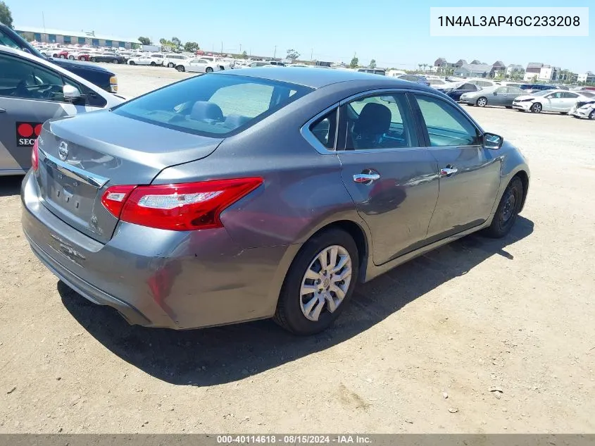 2016 Nissan Altima 2.5/2.5 S/2.5 Sl/2.5 Sr/2.5 Sv VIN: 1N4AL3AP4GC233208 Lot: 40114618