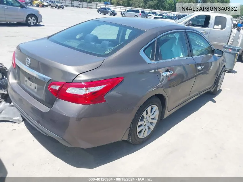 2016 Nissan Altima 2.5/S/Sv/Sl/Sr VIN: 1N4AL3AP8GN340332 Lot: 40120964