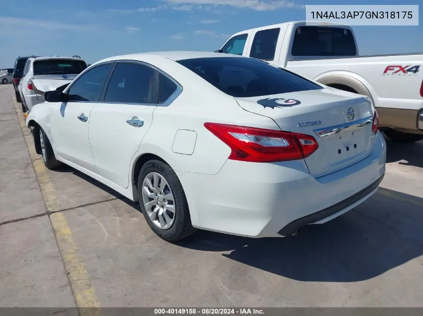 2016 Nissan Altima 2.5/2.5 S/2.5 Sl/2.5 Sr/2.5 Sv VIN: 1N4AL3AP7GN318175 Lot: 40149158