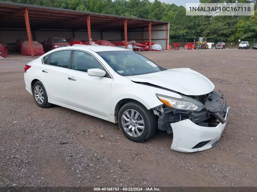 2016 Nissan Altima 2.5/2.5 S/2.5 Sl/2.5 Sr/2.5 Sv VIN: 1N4AL3AP1GC167118 Lot: 40166753