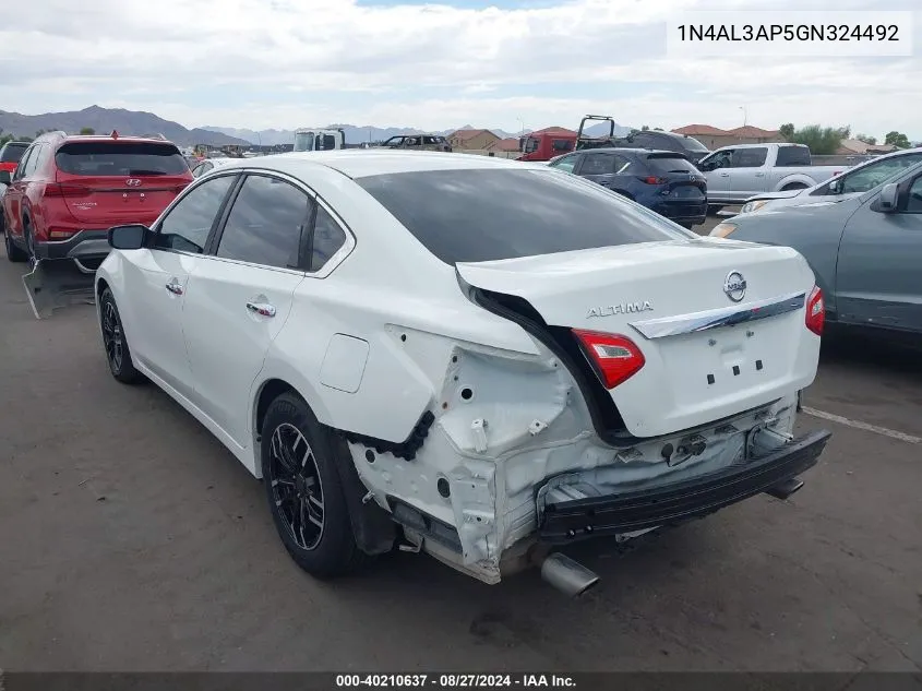 2016 Nissan Altima 2.5 S VIN: 1N4AL3AP5GN324492 Lot: 40210637