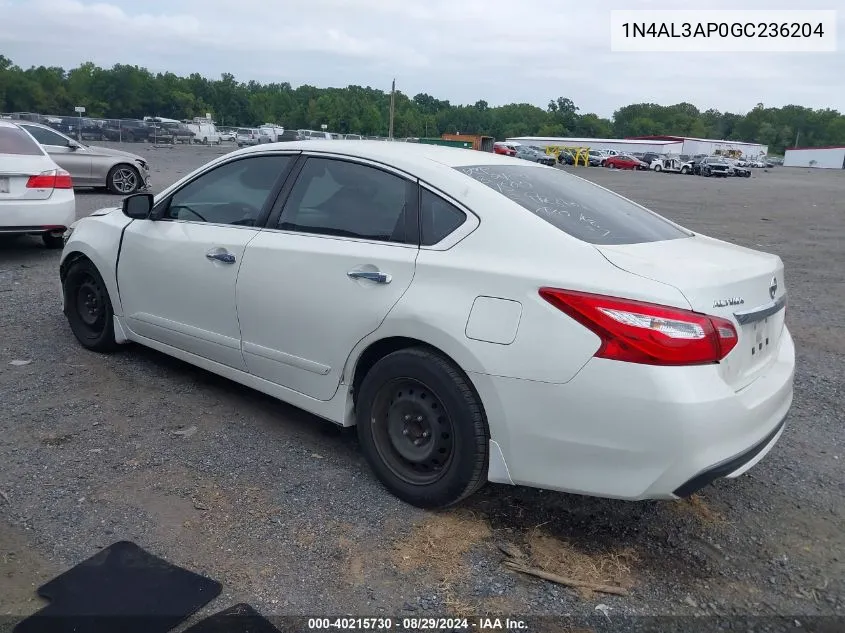 2016 Nissan Altima 2.5 S VIN: 1N4AL3AP0GC236204 Lot: 40215730