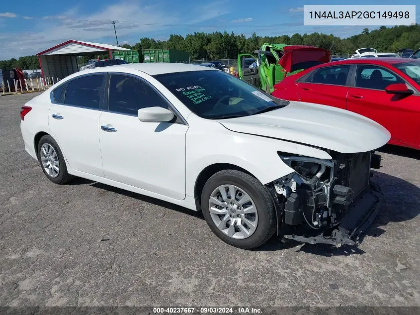 2016 Nissan Altima 2.5/2.5 S/2.5 Sl/2.5 Sr/2.5 Sv VIN: 1N4AL3AP2GC149498 Lot: 40237667