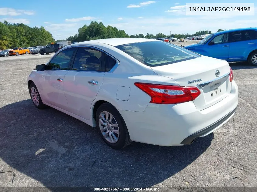 2016 Nissan Altima 2.5/2.5 S/2.5 Sl/2.5 Sr/2.5 Sv VIN: 1N4AL3AP2GC149498 Lot: 40237667