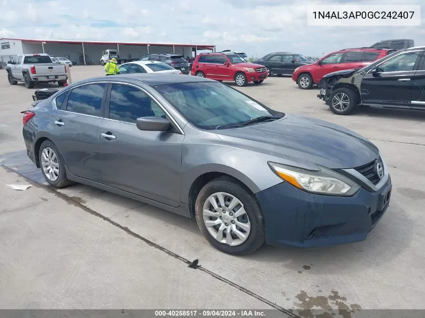 2016 Nissan Altima 2.5/S/Sv/Sl/Sr VIN: 1N4AL3AP0GC242407 Lot: 40258517