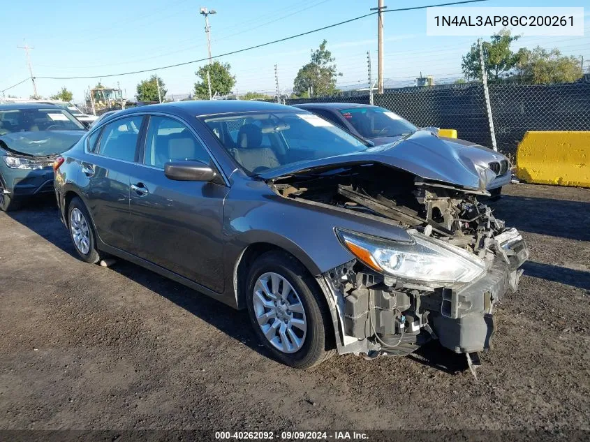 2016 Nissan Altima 2.5/2.5 S/2.5 Sl/2.5 Sr/2.5 Sv VIN: 1N4AL3AP8GC200261 Lot: 40262092