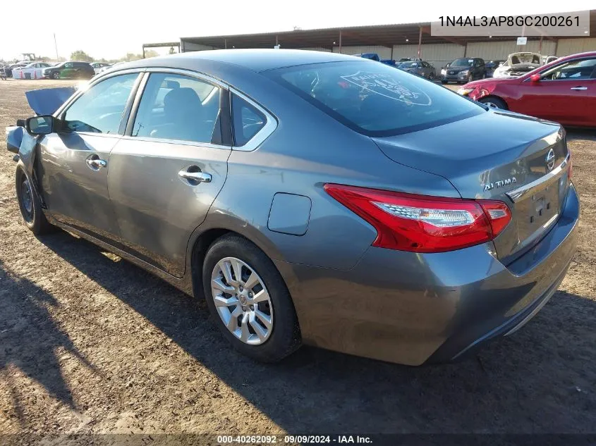 2016 Nissan Altima 2.5/2.5 S/2.5 Sl/2.5 Sr/2.5 Sv VIN: 1N4AL3AP8GC200261 Lot: 40262092