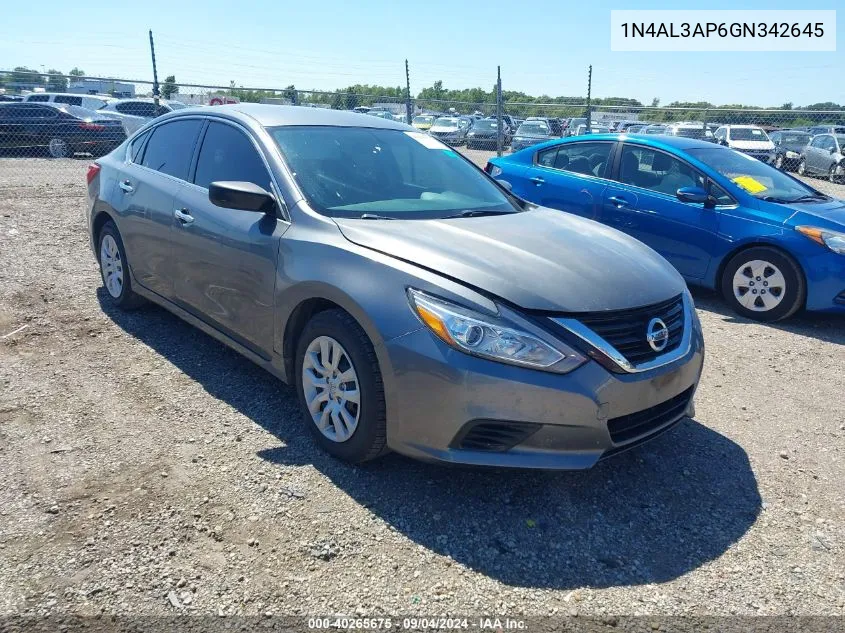 2016 Nissan Altima 2.5/2.5 S/2.5 Sl/2.5 Sr/2.5 Sv VIN: 1N4AL3AP6GN342645 Lot: 40265675