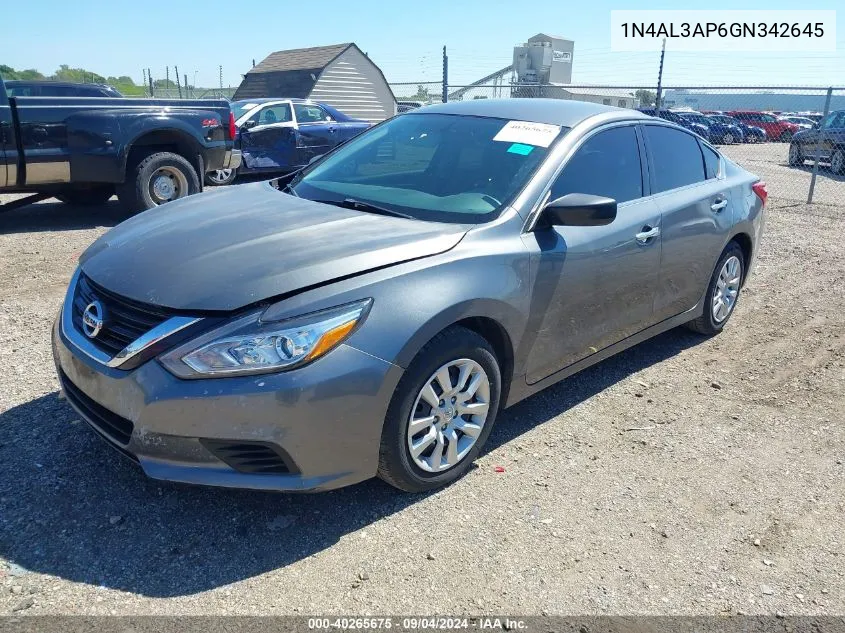 2016 Nissan Altima 2.5/2.5 S/2.5 Sl/2.5 Sr/2.5 Sv VIN: 1N4AL3AP6GN342645 Lot: 40265675