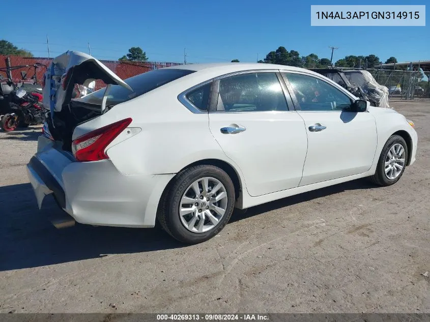 2016 Nissan Altima 2.5/2.5 S/2.5 Sl/2.5 Sr/2.5 Sv VIN: 1N4AL3AP1GN314915 Lot: 40269313