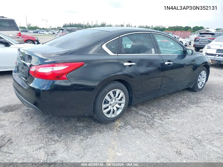 2016 Nissan Altima 2.5/S/Sv/Sl/Sr VIN: 1N4AL3AP3GN352131 Lot: 40285138