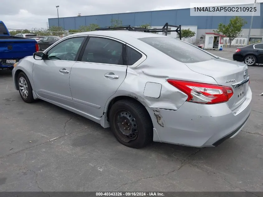 2016 Nissan Altima 2.5 S VIN: 1N4AL3AP5GC210925 Lot: 40343326