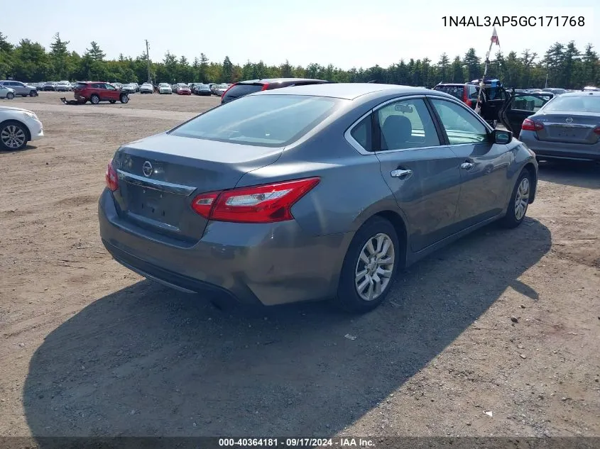 2016 Nissan Altima 2.5/2.5 S/2.5 Sl/2.5 Sr/2.5 Sv VIN: 1N4AL3AP5GC171768 Lot: 40364181