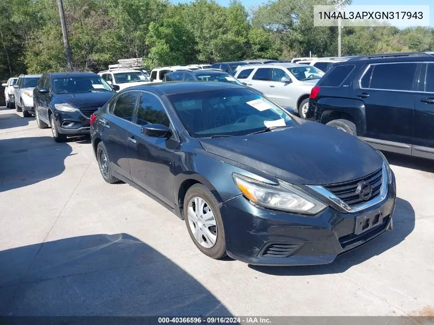 2016 Nissan Altima 2.5/2.5 S/2.5 Sl/2.5 Sr/2.5 Sv VIN: 1N4AL3APXGN317943 Lot: 40366596