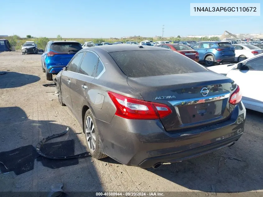 2016 Nissan Altima 2.5 Sv VIN: 1N4AL3AP6GC110672 Lot: 40380944