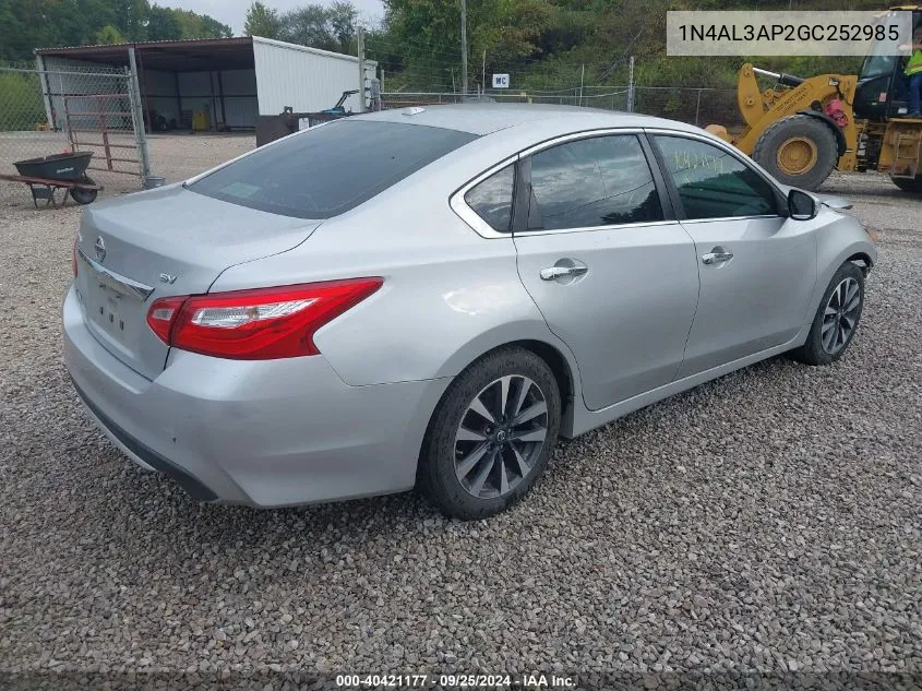 1N4AL3AP2GC252985 2016 Nissan Altima 2.5 Sv