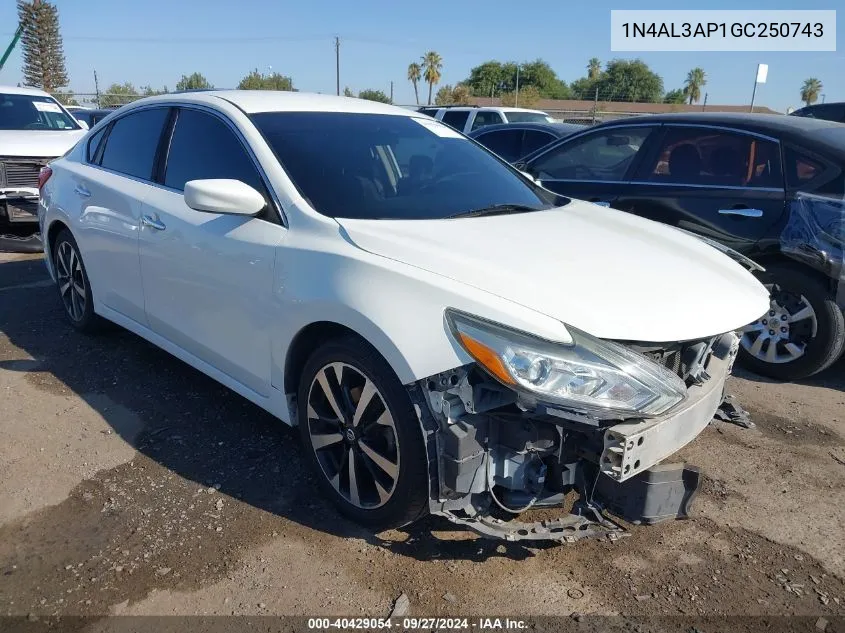 2016 Nissan Altima 2.5/2.5 S/2.5 Sl/2.5 Sr/2.5 Sv VIN: 1N4AL3AP1GC250743 Lot: 40429054