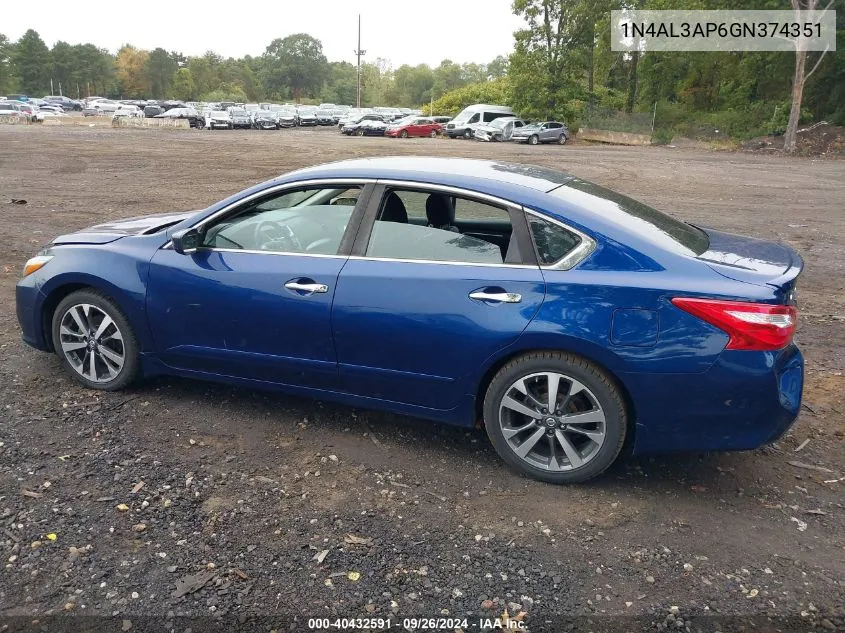 2016 Nissan Altima 2.5 Sr VIN: 1N4AL3AP6GN374351 Lot: 40432591