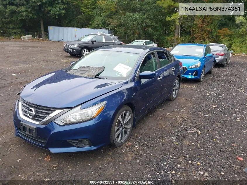 2016 Nissan Altima 2.5 Sr VIN: 1N4AL3AP6GN374351 Lot: 40432591