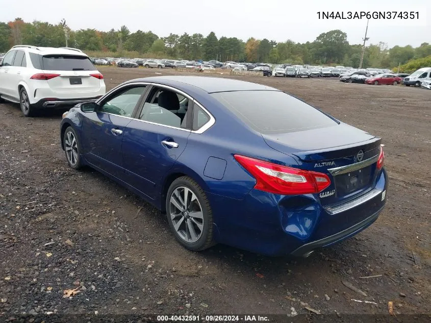 1N4AL3AP6GN374351 2016 Nissan Altima 2.5 Sr