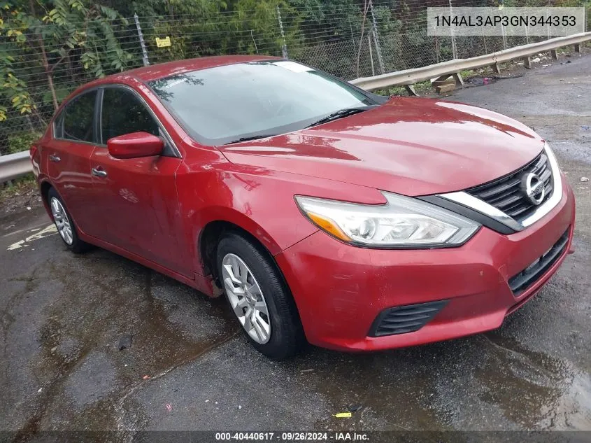 2016 Nissan Altima 2.5/2.5 S/2.5 Sl/2.5 Sr/2.5 Sv VIN: 1N4AL3AP3GN344353 Lot: 40440617