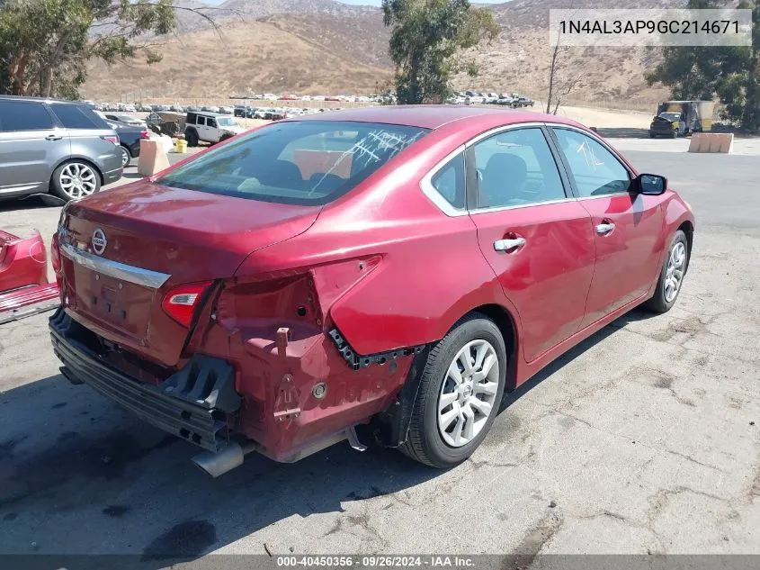 2016 Nissan Altima 2.5/2.5 S/2.5 Sl/2.5 Sr/2.5 Sv VIN: 1N4AL3AP9GC214671 Lot: 40450356