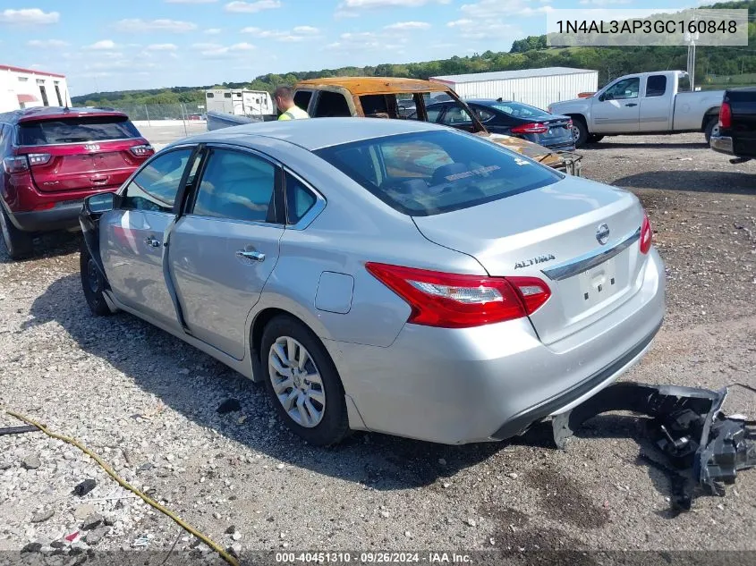 2016 Nissan Altima 2.5 S VIN: 1N4AL3AP3GC160848 Lot: 40451310