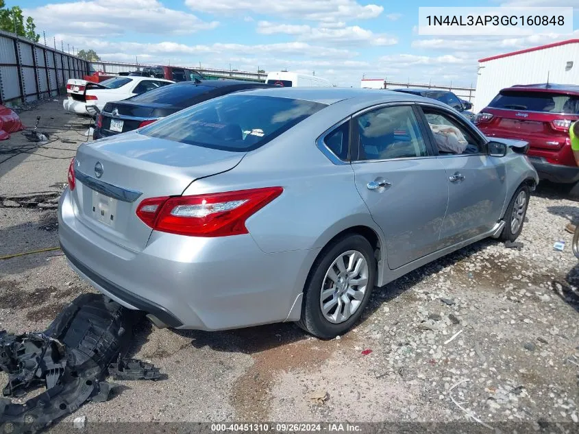 2016 Nissan Altima 2.5 S VIN: 1N4AL3AP3GC160848 Lot: 40451310