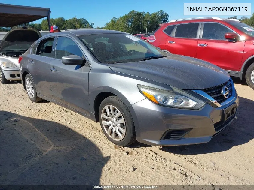 2016 Nissan Altima 2.5/2.5 S/2.5 Sl/2.5 Sr/2.5 Sv VIN: 1N4AL3AP0GN367119 Lot: 40493715