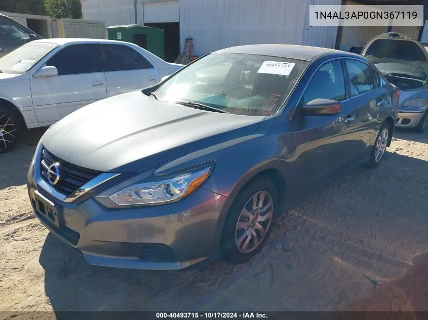 2016 Nissan Altima 2.5/2.5 S/2.5 Sl/2.5 Sr/2.5 Sv VIN: 1N4AL3AP0GN367119 Lot: 40493715